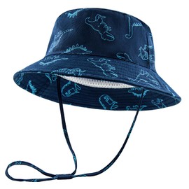 RAOEXI Baby Sun Protection Hat UPF50+ Toddler Girls Summer Bucket Boys Beach Hats Wide Brim Kids Play Hat Cap Outdoor (18.9''(6-12 Months), Navy)