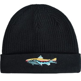 EDTREK Ultra Warm and Soft Beanie - The Great Outdoors - Outstanding Embroidery and Craftsmanship (Black-Retro Fish)