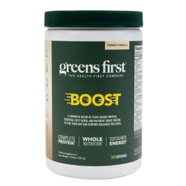 Greens First Boost - Plant-Based Protein & Balanced Nutrition - Superfood Shake Mix - No Wheat or Soy - Dairy-Free - Vegan - French Vanilla, 12.06 oz.