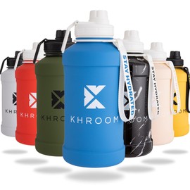 Khroom Edelstahl Trinkflasche 1,3L & 2,2L – Kohlensäure geeignet, auslaufsicher, spülmaschinenfest, einwandig, BPA-frei | Metall Trinkflasche | 1 Liter Wasserflasche | Fitness- & Sportflasche Grün
