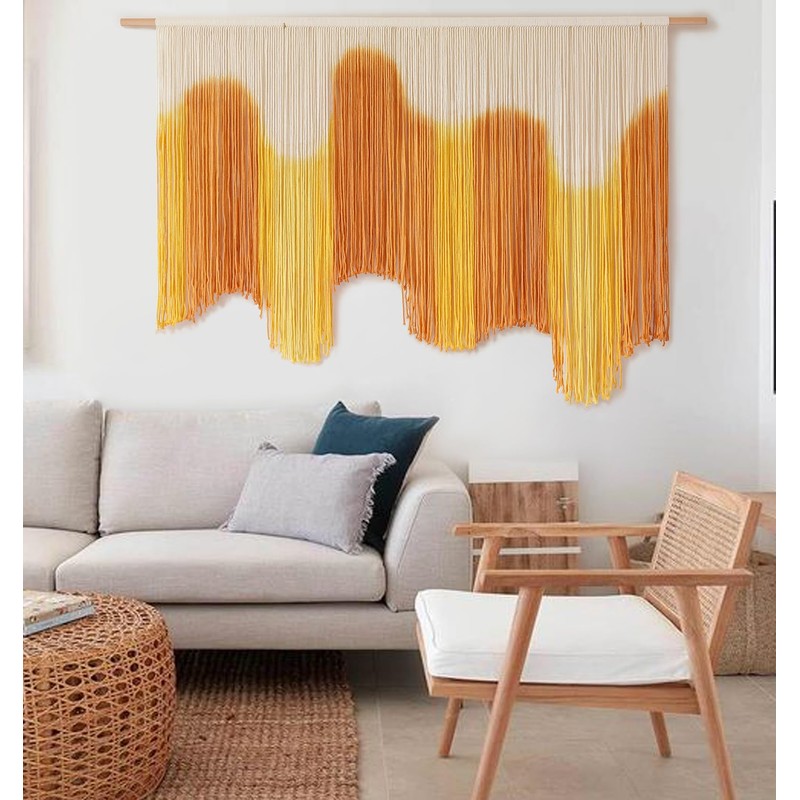 IOWER Macrame Wall Hanging Yellow Dip-Dyed Large For Living Room