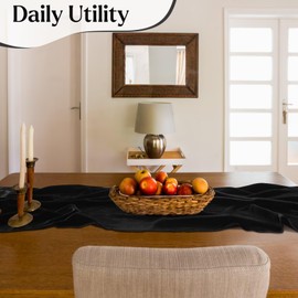 MANSPHIL Black Velvet Table Runner 14.5 X 72 Inch for Dining, Events, Party Decor