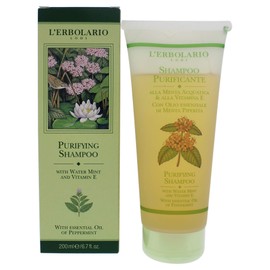L'Erbolario Purifying Shampoo - Deep Cleanser For All Hair Types - With Water Mint And Vitamin E - Blended With Essential Oil Of Peppermint - Deodorizing Shampoo To Keep Odors At Bay - 6.7 Oz