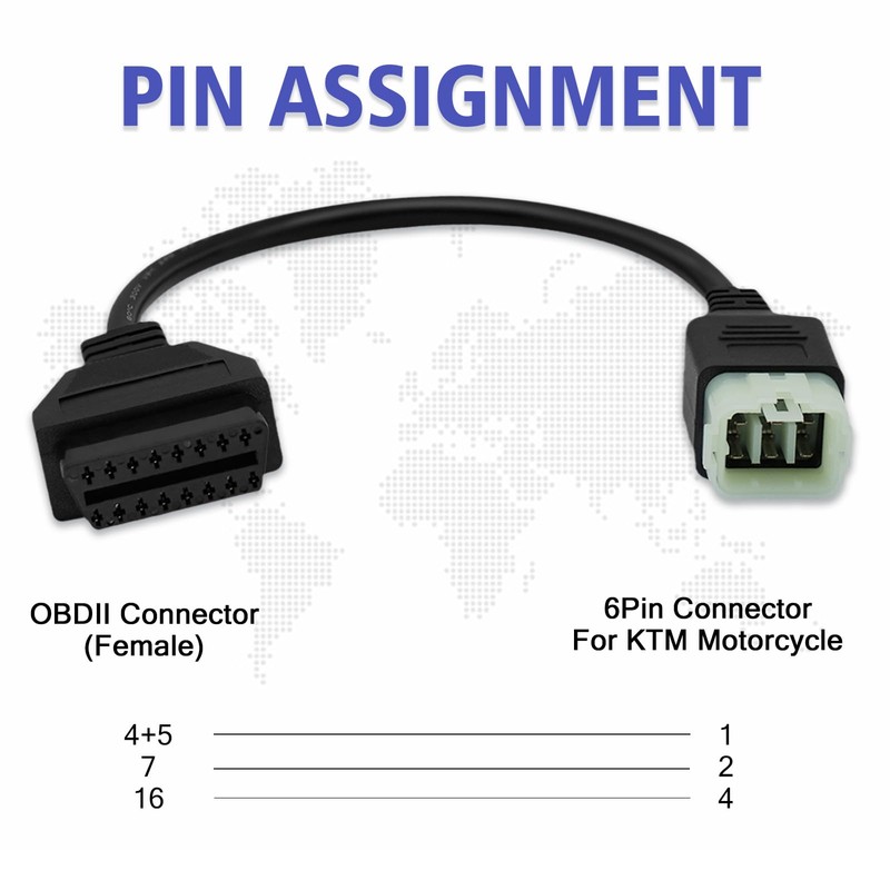 AMHTDOL OBD2 Adapter Fit for KTM 6 Pin to 16Pin