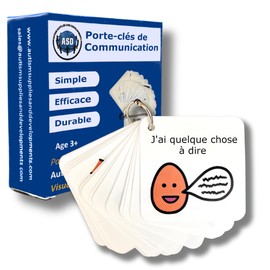 Porte-clés Communication Non Verbale Autisme - Encourage les Enfants à Communiquer - 16 Pictogrammes Autisme - Maternelle, TSA/TDAH Outil