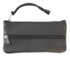 Leather Key Holder, Key Chain Wallet, Bag, Pencil Case (Black)