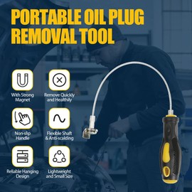 CMTOOL Oil Drain Plug Removal Tool Strong Magnetic Drain Plug Removal Tool, 13 Inch Oil Change Wrench, Anti Scald Remover, Perfect for Tight Places