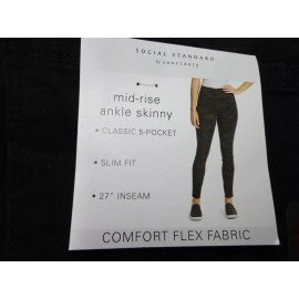 Social Standard  Ladies Mid-Rise Stretch Ankle Skinny Jeans Black Camo Size 14