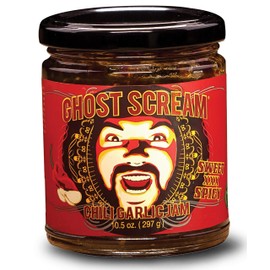 Ghost Scream Hot Sauce - “Chili Garlic Jam” (Sweet, Spicy & Smoky) - This Award Winning Recipe (from a World Renowned Chef) Combines Fresh Ghost Chili Peppers, Fiery Red Jalapenos & Garlic. (10.5 Oz.)