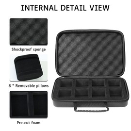 CAIOVSE Watch Travel Case,8 Slots Watch Storage Box for Men,Hard Watch Organizer With Removable Shockproof Watch Pillows (8 Slots)