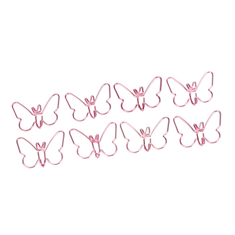 50Pcs Pink Butterflies Paperclip Cartoon Color Plating Innovative Cute Paperclips