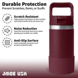 Jmoe USA Silicone Boot for Yeti Rambler Jr 12oz and 18oz Bottle | 2mm Sleeve | Anti-Slip Boot | Protector for the Bottom of your Bottle | Protects Against Damage | BPA Free Silicone (Vine Red)