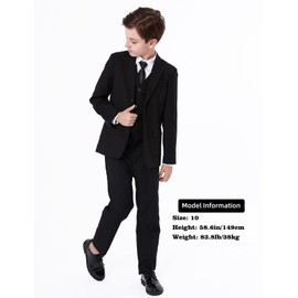A&J DESIGN Boys Suit Tuxedo Formal Dress Easter Wedding Ring Bearer Graduation Prom Outfit Size 12 Black Kid Youth Teen Slim Fit Homecoming Tux