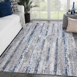 LUXE WEAVERS Abstract Striped Area Rug, Blue 5x7