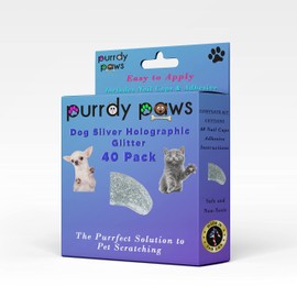 Purrdy Paws 40 Pack Soft Nail Caps for Dog Claws Silver Holographic Glitter Large