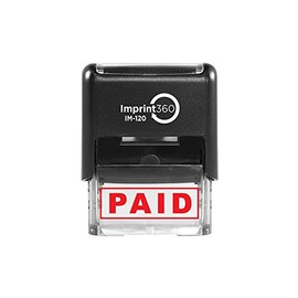 Imprint 360 AS-IMP1027 - Paid, Heavy Duty Commerical Quality Self-Inking Rubber Stamp, Red Ink, 9/16" x 1-1/2" Impression Size, Laser Engraved for Clean, Precise Imprints
