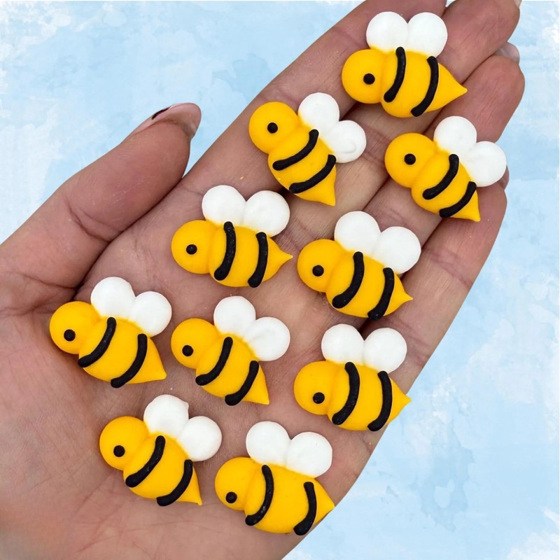 12 Jumbo Icing Bees – Edible Sugar Decorations for Cakes,