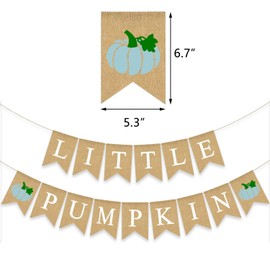 Gankbite Pumpkin Burlap Banner Baby Shower Garland Blue Pumpkin Decoration Rustic Bunting Sign