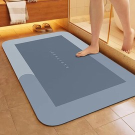 Bath Mat Super Absorbent Bathroom Rugs Non Slip Bathroom Mat Rug Washable Bathmat Bath Rug - Shower Rug Rubber Mats Kitchen Doormat for Bathtub and Floor Mat:_blue_31.49in x 19.68in(50x80cm)