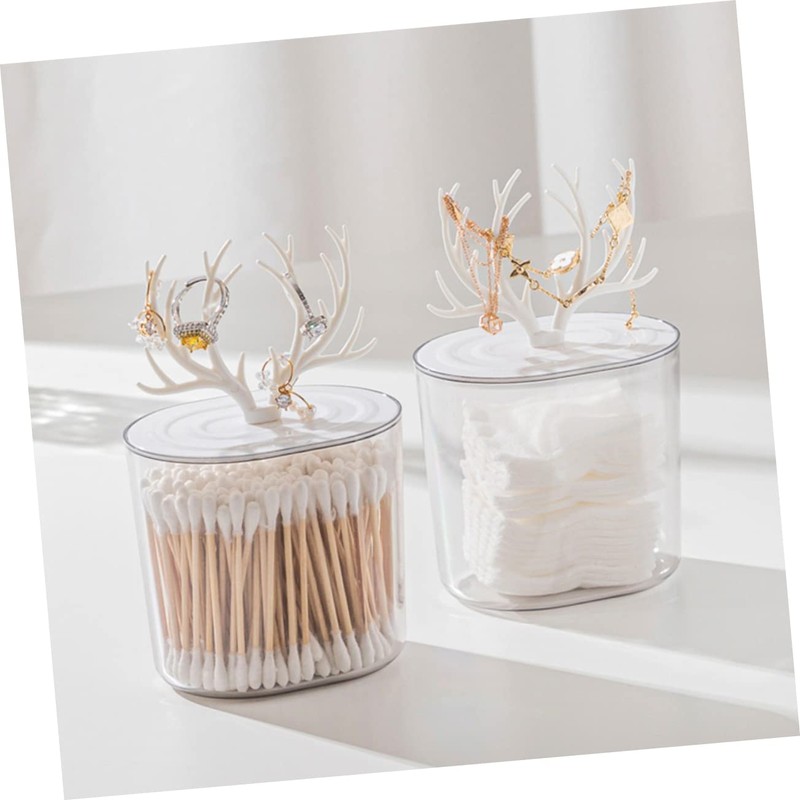 Ciieeo Cotton Holder with Lid Makeup Organizer for Cotton Swabs