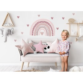 DEKO KINDERZIMMER DK1037-15-S Wall Sticker Pink Rainbow Hearts Wall Sticker for Children's Room Girls Decoration