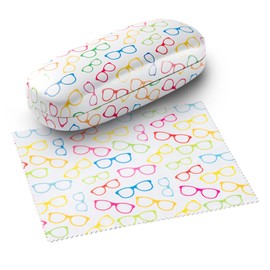 FEFI - Hard case glasses case with matching microfibre cloth, White