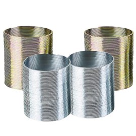 The Dreidel Company Metal Coil Spring, Silver & Gold Metal Magic Springy Toy for Kids, Party Favor, Birthday Parties, Carnival Prizes, Goody Bag Filler, 2” (2-Pack)