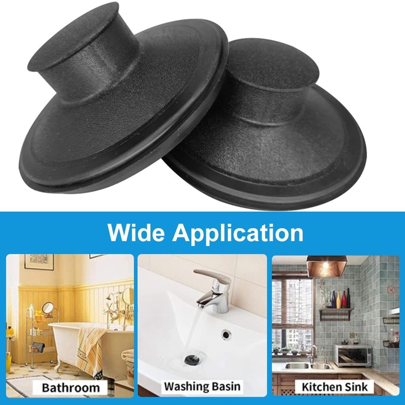 EMVANV 2 PCs Sink Stopper,Black Plastic Sink Plug Drain Stopper