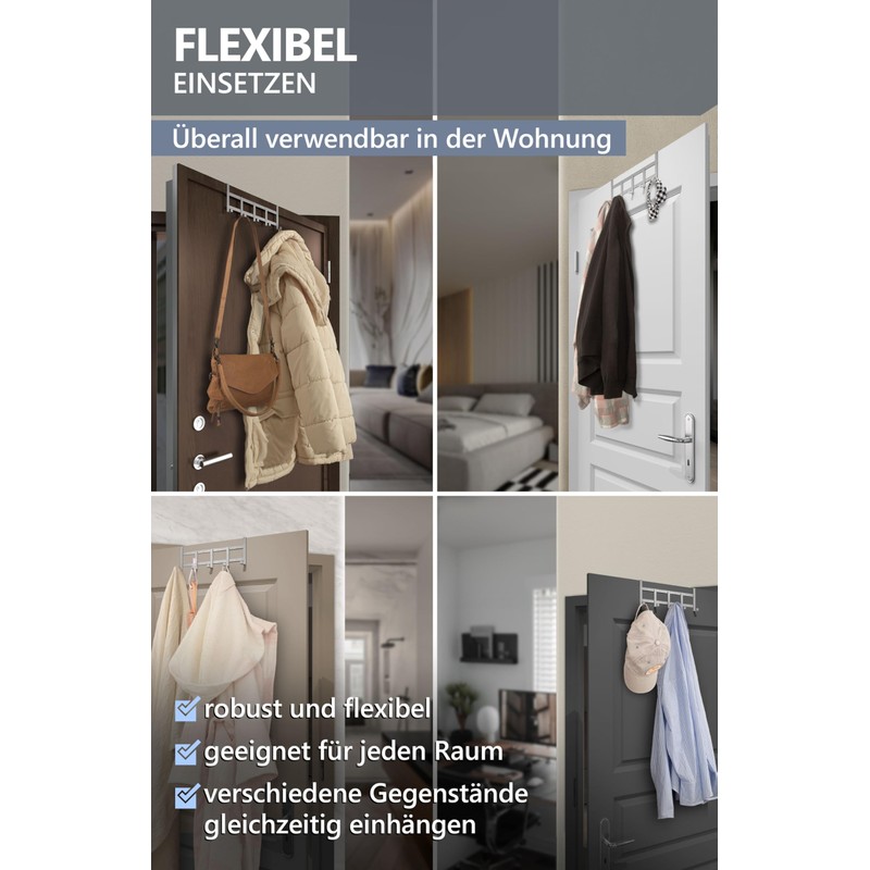 4smile Door Coat Rack for Hanging - Stainless Steel Door