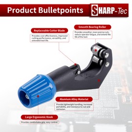 Sharp-tec 4-30mm Pipe Cutter, Adjustable Tube Cutter with Aluminum Alloy Body, Pipe Cutting Tool for Copper, Brass, PVC, Aluminum