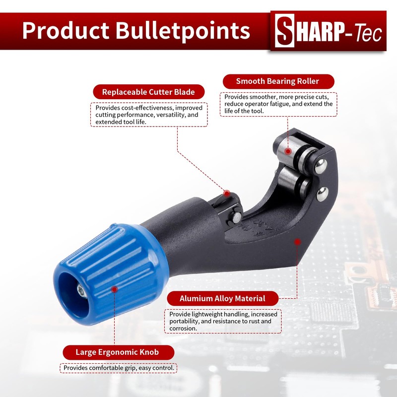 Sharp-tec 4-30mm Pipe Cutter, Adjustable Tube Cutter with Aluminum Alloy