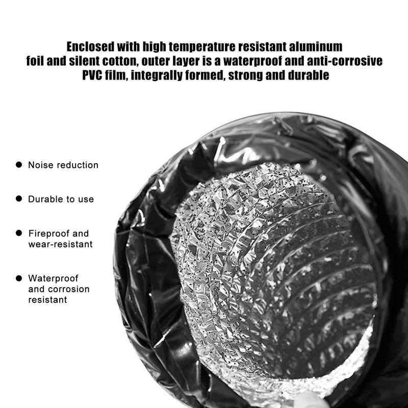 Flexible Vent Ducting 1m Thermal Low Noise Ventilation Hose for