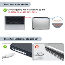 BlueSwan Case compatible for 2021-2023 MacBook Pro 16 inch M3 A2991 M2 A2780 M1 A2485 Pro/Max with Touch ID, Anti-rupture TPU Frame + Ultra-thin PC Matte Protective Cover - Frosted Black