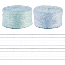 Bestewelry - 2 rollos de hilo de seda de mohair de lujo suave mohair largo de lana angora de 1 mm de lana esponjosa para tejer de ganchillo, manta, suéter, ropa, sombreros, bufanda, suministros de
