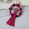 Jesemiah Beaded Keychain Wristlet Silicone Cross Elastic Wrist Key Ring