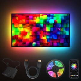 Neonaze TV backlights，4k30Hz sync Box，Lights That sync with Picture,Follow The Audio Rhythm，Game Accessories，for 50-70-inch Screens,