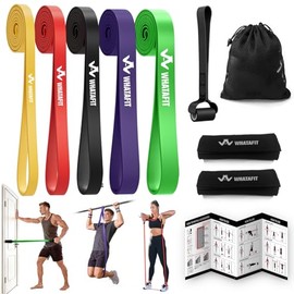 WHATAFIT - Juego de bandas de resistencia con asas, bandas de ejercicio y entrenamiento con anclaje de puerta para hombres y mujeres, equipo de fitnes