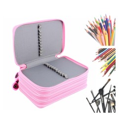 Pencil Case, 72 Holes, 4-Ply Oxford Multilayer Pencil Case, Fabric Pen Organiser for Student, Teen, Kid, Marker Pen, Case, Cartoon Zip, pink, Contemporary