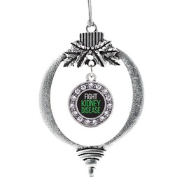 Inspired Silver - Fight Kidney Disease - Silver Christmas Ornament - Circle Charm Christmas Tree Ornament with Cubic Zirconia - Holiday Hanging Decoration