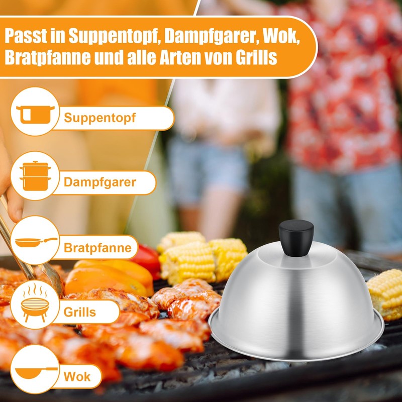 TEAMFAR Stainless Steel Burger Bell Set (4, 15.3 x 9.4