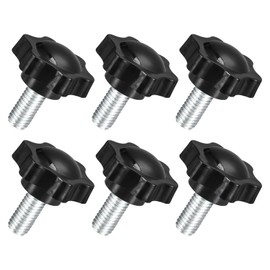 sourcing map 6Pcs M10 x 20mm Star Knobs, Plastic Hex Shaped Clamping Knob Screw Hand Tightening Replacement Knob for Umbrella Base Replacement knob