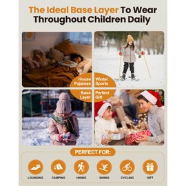 songcode Thermal Underwear for Kids long johns, Girls Thermal Underwear Set for Skiing, Kids Long Underwear Base Layer Winter Black