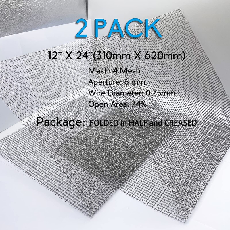 Upgraded 2PACK SS Wire Mesh, 4 Mesh Completely Welded, 12
