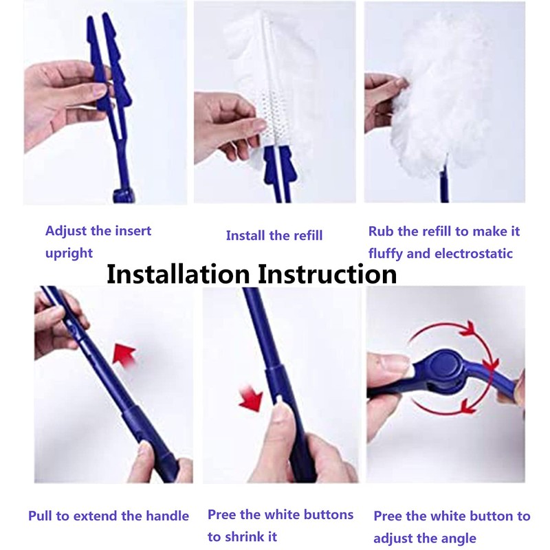 JINYUDOME Disposable Dusters With 1 Long Handle + 20 Duster