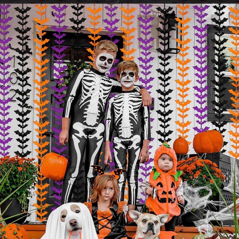 2 Pack Bat Halloween Foil Fringe Curtains Party Decoration, 3.3