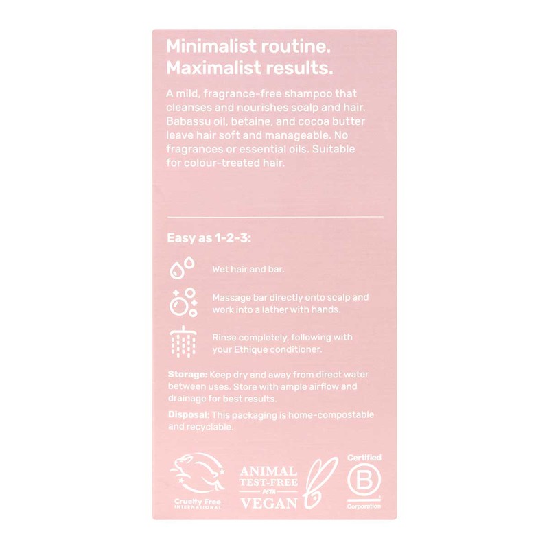 Ethique Gentle Solid Shampoo Fragrance-Free, 110g