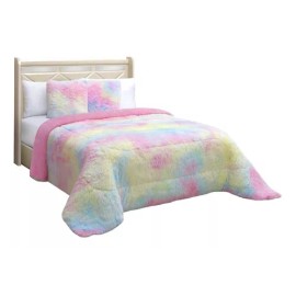 Elefantito Cobija Elefantito Tie Dye Grizzly color rosa con diseño multicolor de 220cm x 140cm