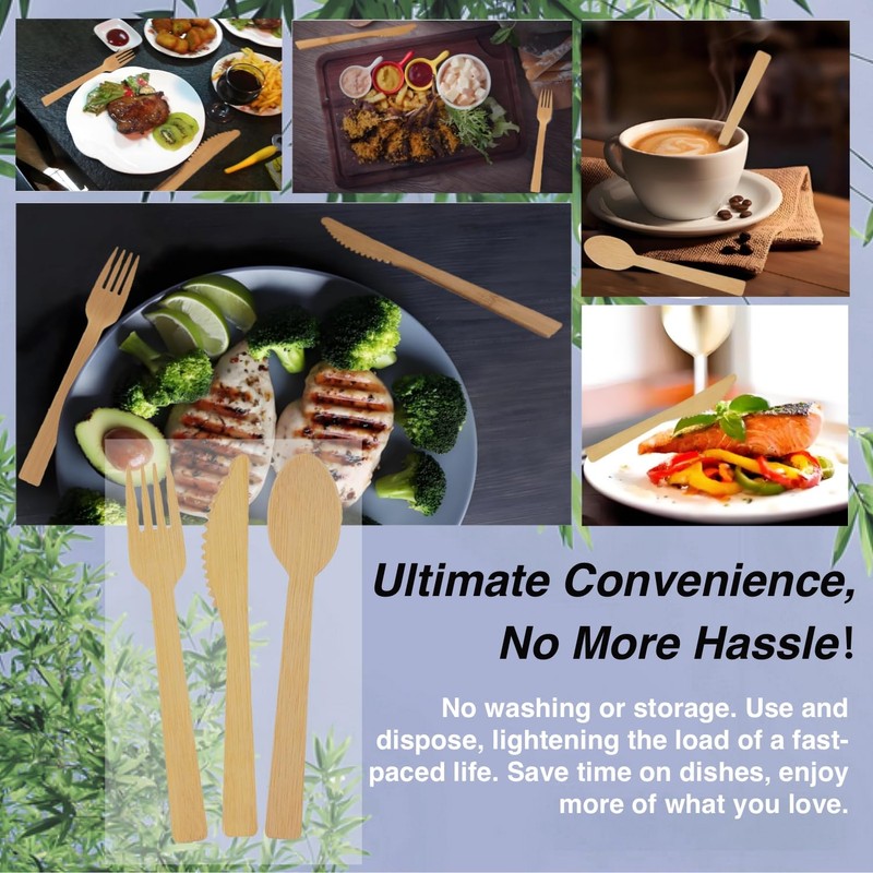 Bonigour Bamboo Cutlery Set | Compostable Utensils for Eating |