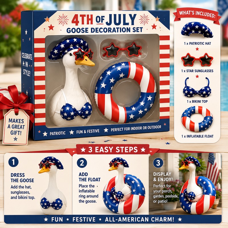 4th of July Garden Goose Outfit Set for Outdoor Decor