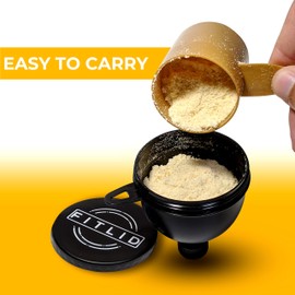 Small & Large 2-Pack Portable Protein Supplement Funnels, Great for Pre-Workout, BCAA's, and Protein Powder. Easy & Mess Free Container for Workout, Travel, to-Go, Fitness, WOD.